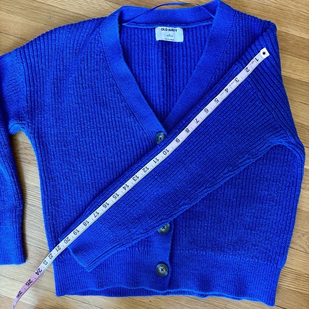 Old Navy Linen Cotton Blend Cardigan Blue V-neck Button Front Sweater Women's M - Picture 12 of 12